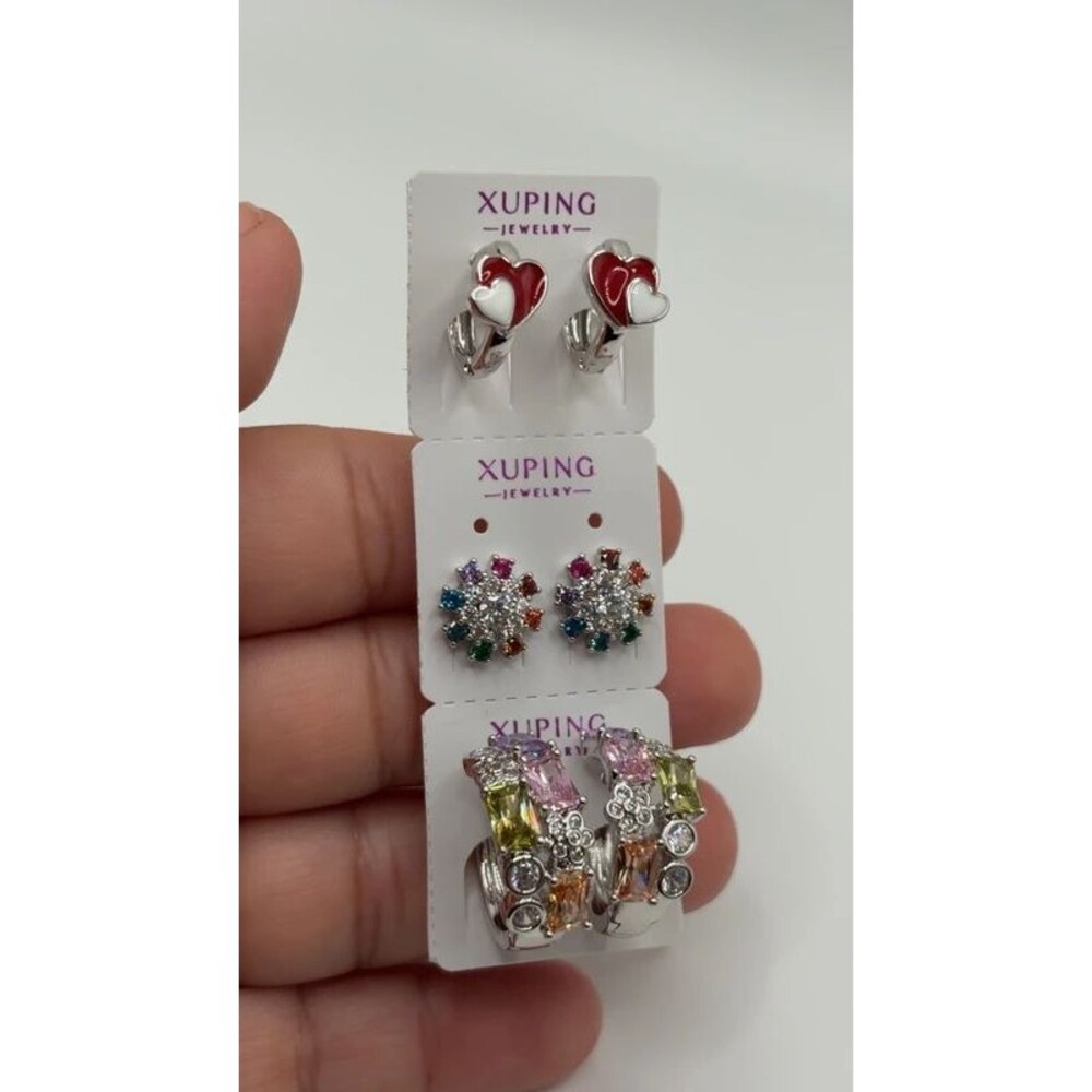 Combo de tres pares de arete chapados en oro color plata